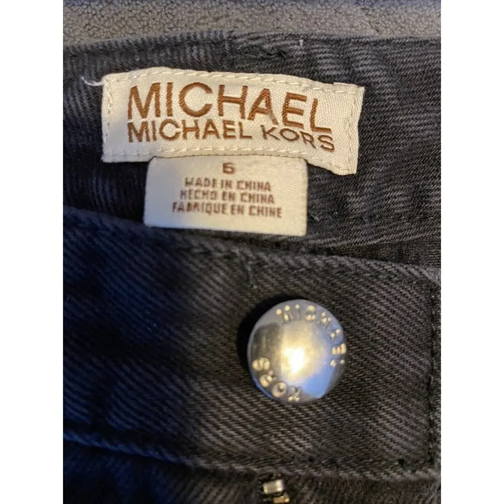 Michael Kors Black Sz 6 Silver Grommet Denim Slight Flare Jeans